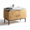 Meuble de salle de bain en bois avec lavabo en céramique 100 x 50 x 85cm