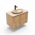 Meuble de salle de bain en bois avec évier beige 90 x 50 x 40 cm