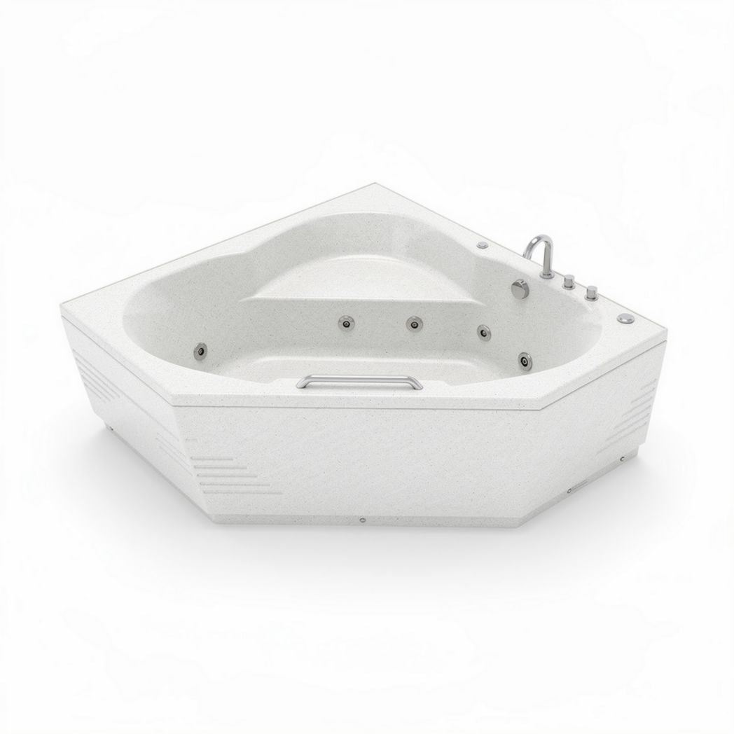 Baignoire d'angle en résine blanche avec jets de massage 150 x 150 x 60cm